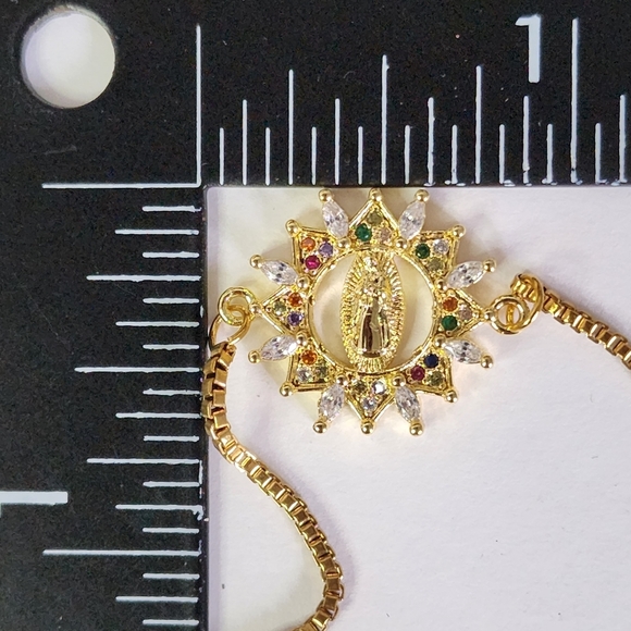 Gold Filled Rolo Bracelet  Crystal Saint Virgin Mary - Picture 6 of 6